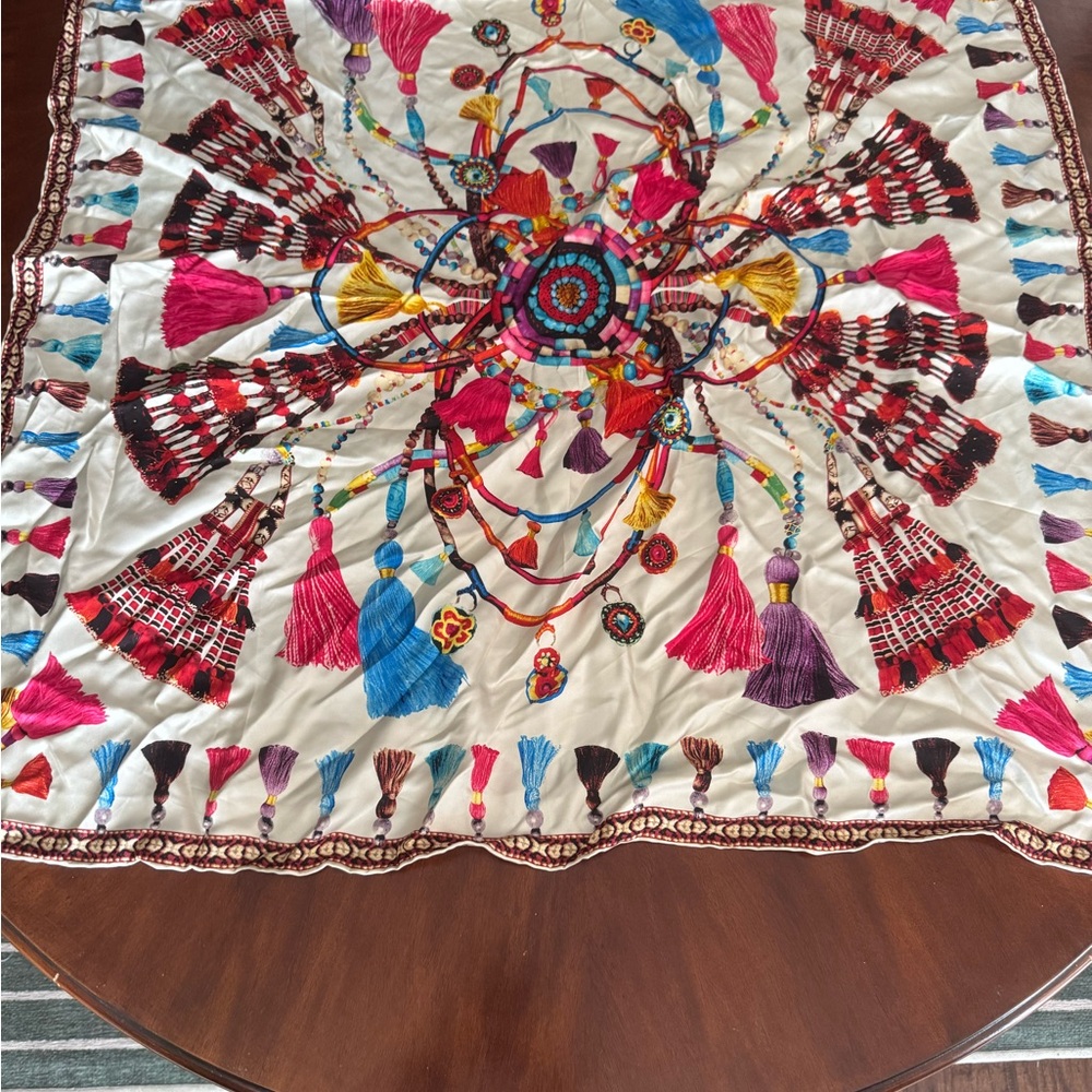 Echo Tassel Rhapsody Scarf with Pink and Red Accents